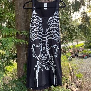 Spirit Halloween Skeleton Graphic Tank Dress Black / Reflective Chrome
